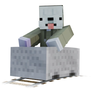 Waffle in a minecart